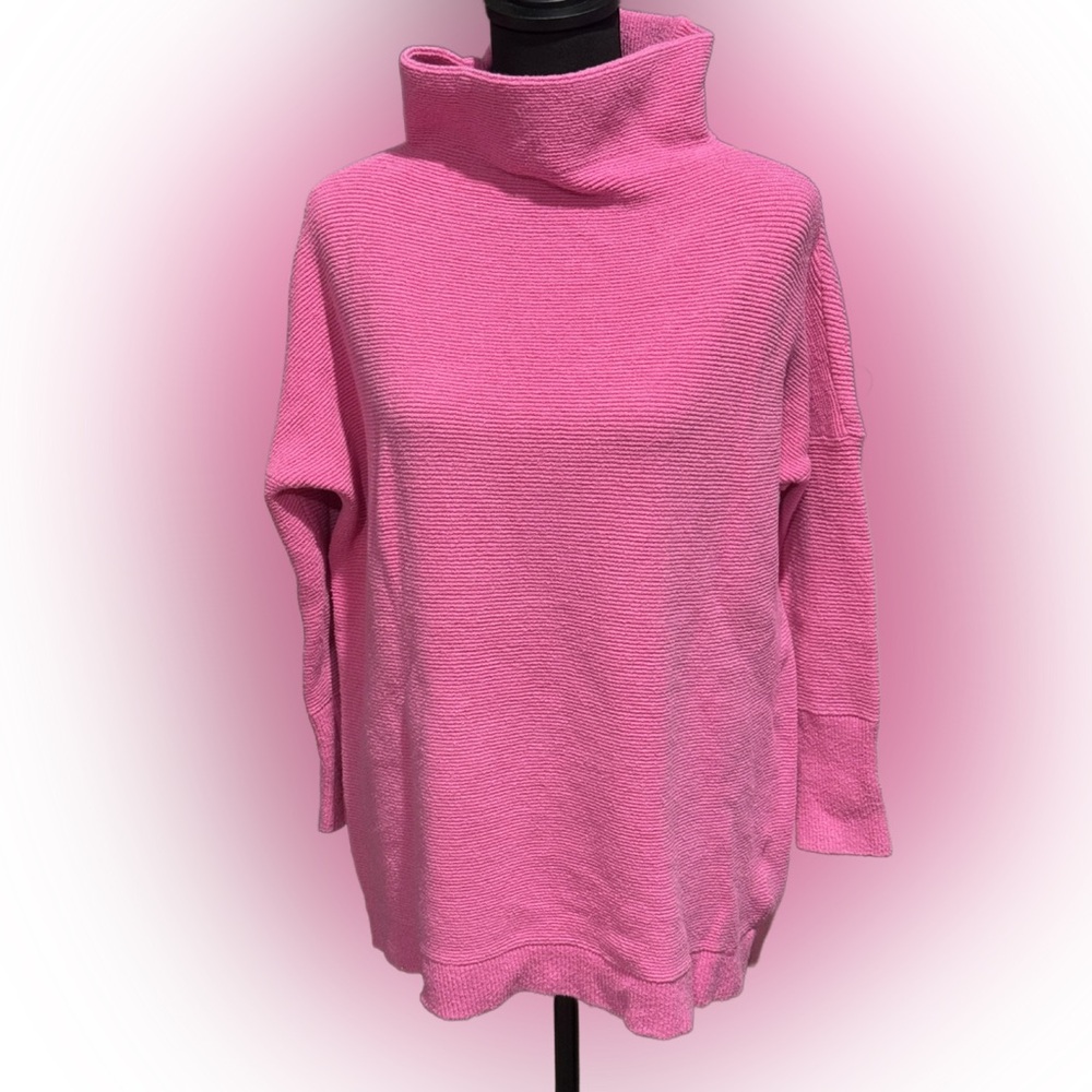 Free People Vibrant Pink Cowl Neck Sweater